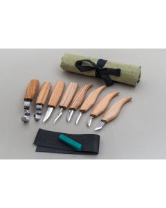 Beaver Craft S08 Basic Wood Carving Set With 8 Knives Strop & Tool Roll