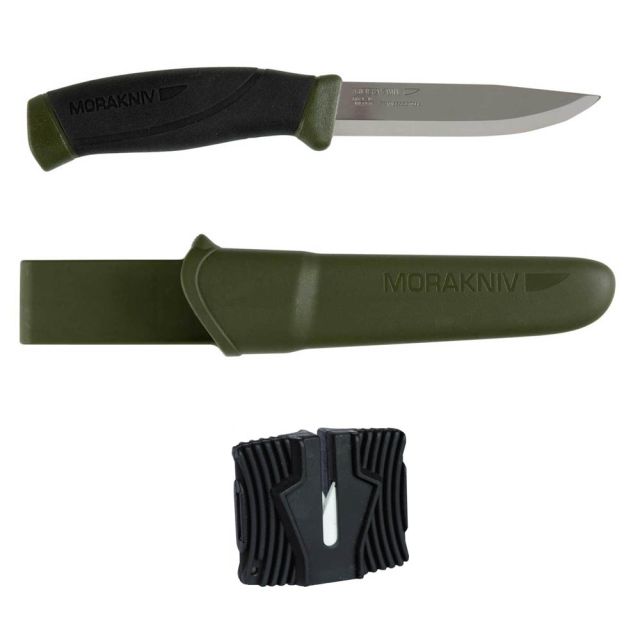 Mora Companion 860 Stainless Green Knife With Ceramic Sharpener