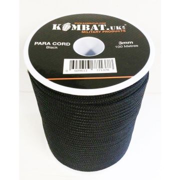 100m 3mm Paracord - Black