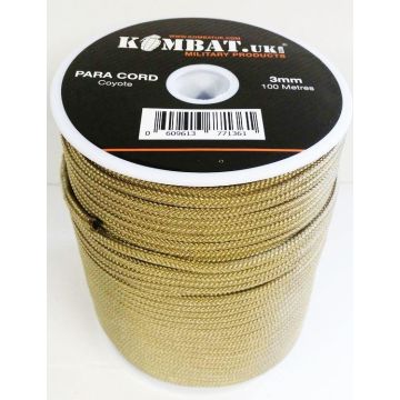 100m 3mm Paracord - Tan/Coyote