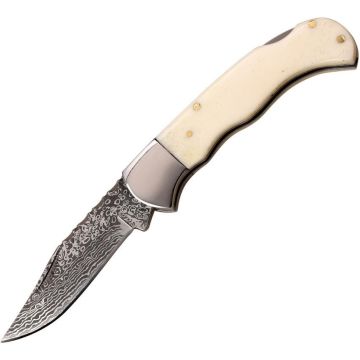 Elk Ridge Damascus White Bone Traditional Lock Knife