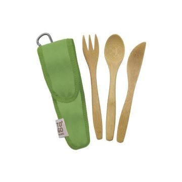 To-Go Ware - Childrens Bamboo Cutlery Set in Kiwi Green Carry Case