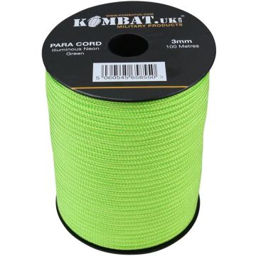 100m Paracord Reel Shock Cord- Kombat - Neon Green