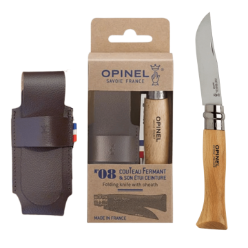 Opinel No.8 Classic Original Stainless Steel Knife & Pouch Gift Set
