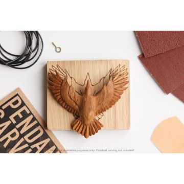 Whittling Kit - Raven - Oak Wood Pendant By Giles Newman