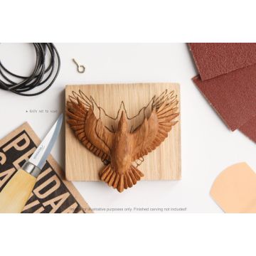 Carving Kit Inc Mora 120 - Raven - Oak Wood Pendant By Giles Newman