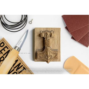 Carving Kit Inc Mora 120 - Mjölnir - Oak Wood Pendant By Giles Newman