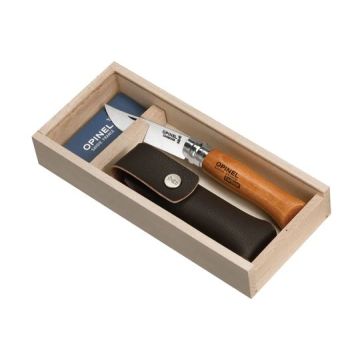 Opinel No.8 Classic Original Carbon Steel Knife & Pouch Gift Set
