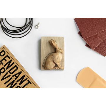 Whittling Kit - Hare - Oak Wood Pendant By Giles Newman