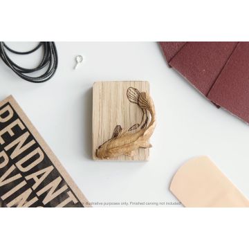 Whittling Kit - Koi Carp - Oak Wood Pendant By Giles Newman