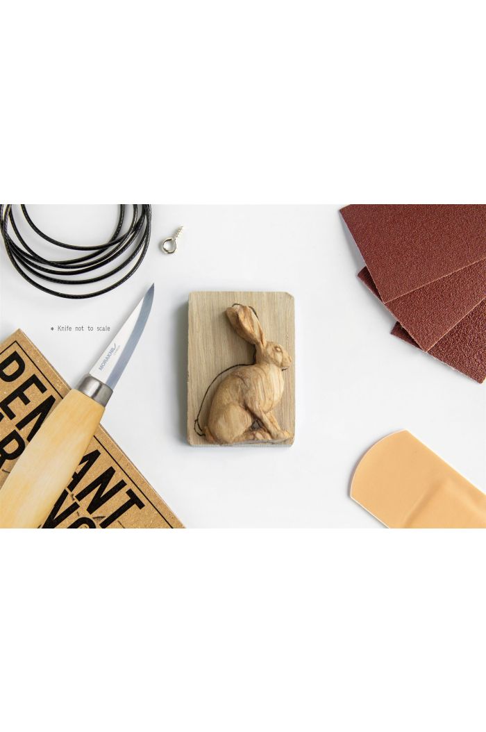 Carving Kit Inc Mora 120 - Hare - Oak Wood Pendant By Giles Newman