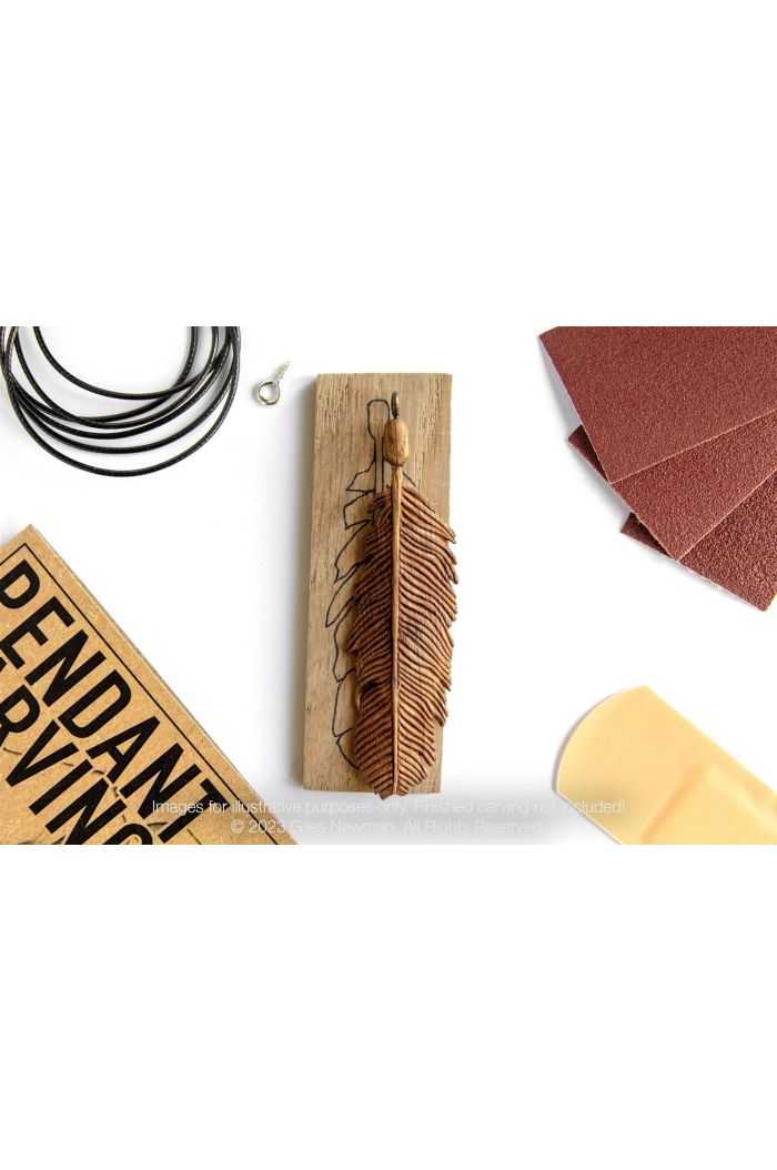 Whittling Kit - Feather - Oak Wood Pendant By Giles Newman