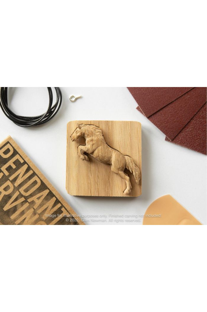 Whittling Kit - Horse - Oak Wood Pendant By Giles Newman