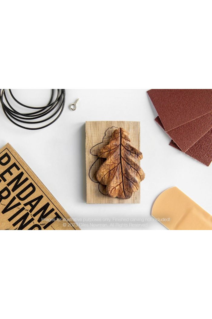 Whittling Kit - Maple Leaf - Oak Wood Pendant By Giles Newman