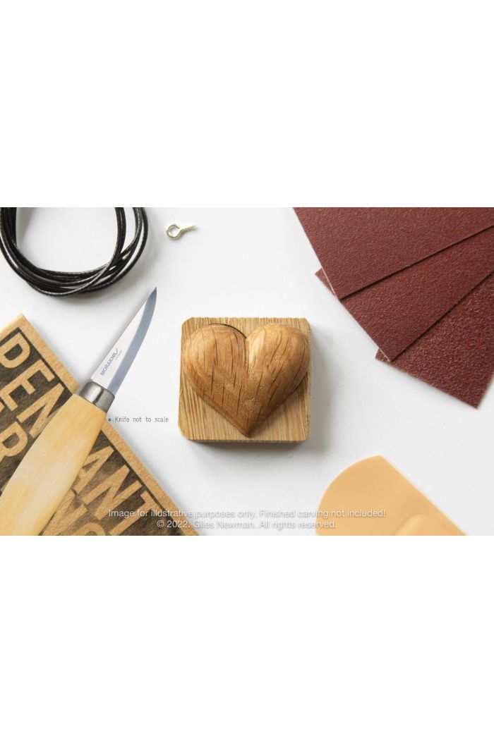 Carving Kit Inc Mora 120 - Heart - Lime Wood Pendant By Giles Newman