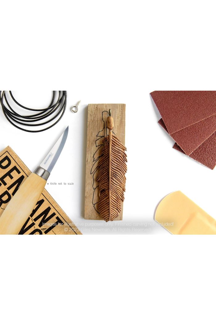 Carving Kit Inc Mora 120 - Feather - Oak Wood Pendant By Giles Newman