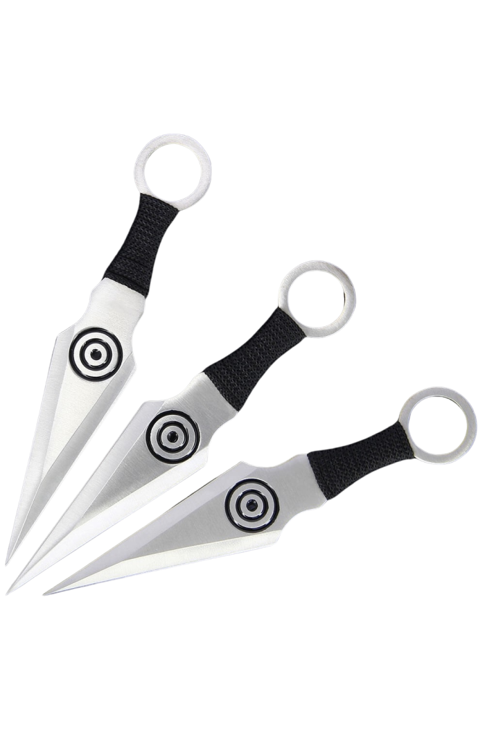 Silver and Black Triangle Throwing Knives