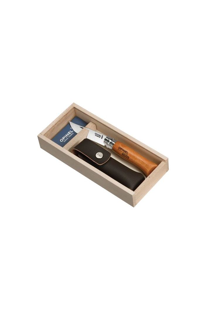 Opinel No.8 Classic Original Carbon Steel Knife & Pouch Gift Set