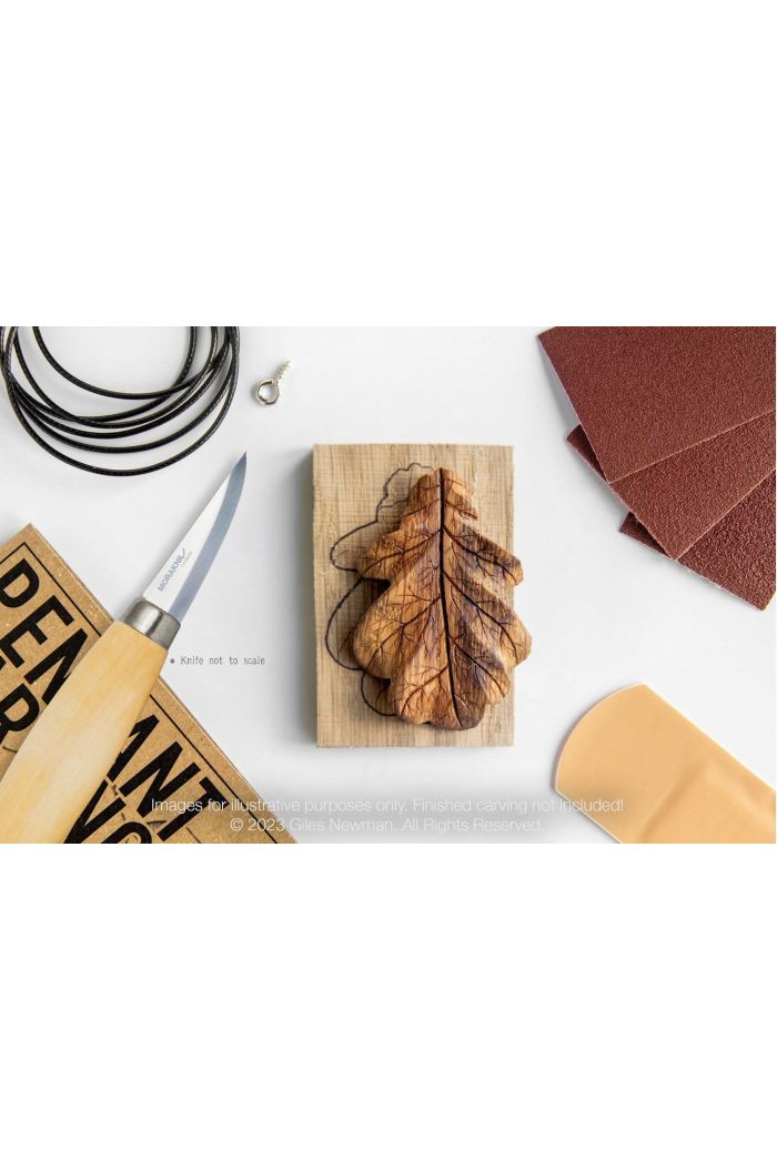 Carving Kit Inc Mora 120 - Maple - Oak Wood Pendant By Giles Newman