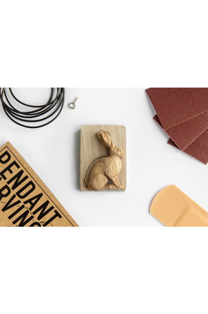 Whittling Kit - Hare - Oak Wood Pendant By Giles Newman
