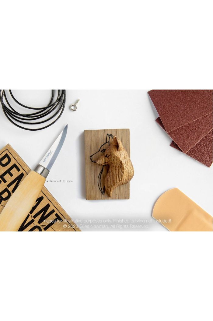 Carving Kit Inc Mora 120 - Fox - Oak Wood Pendant By Giles Newman