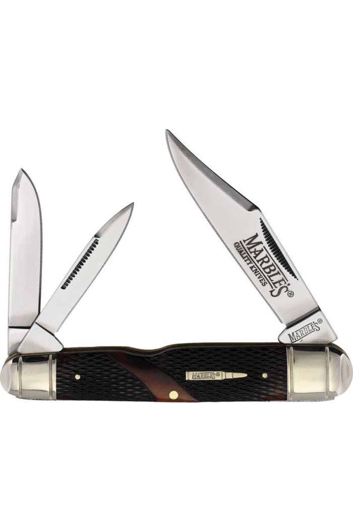 Marbles Large Whittler Pocket Knife - Brown Checkered