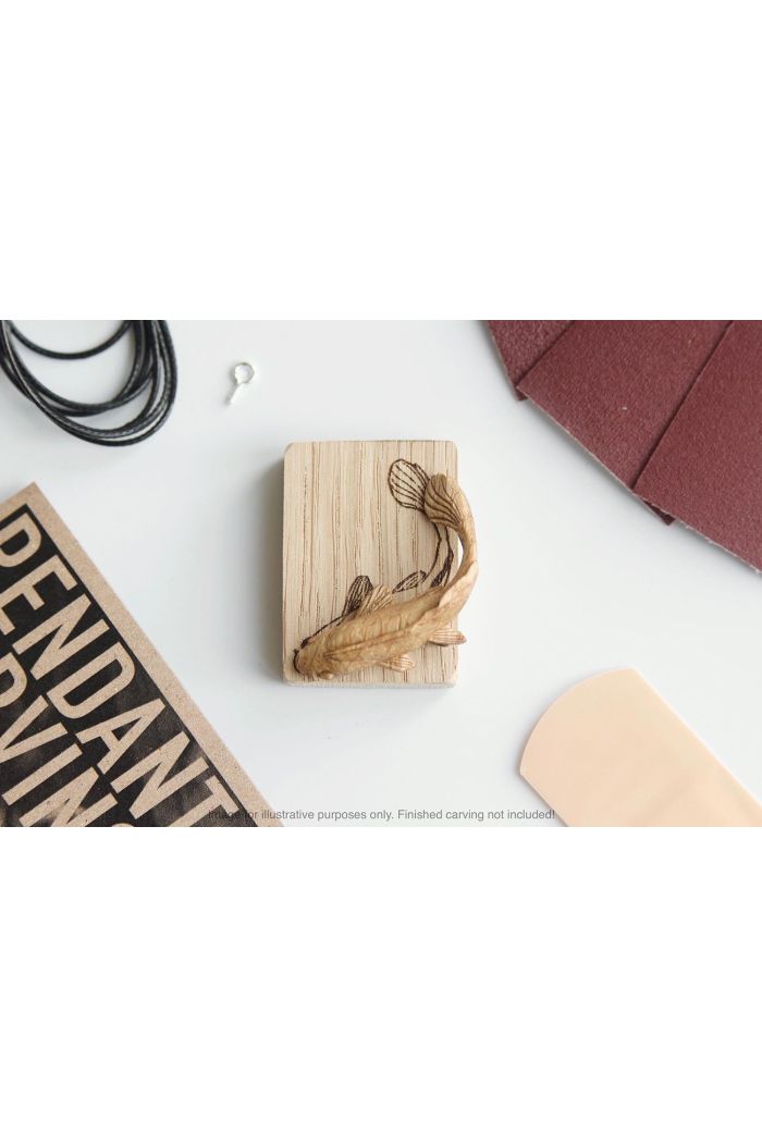 Whittling Kit - Koi Carp - Oak Wood Pendant By Giles Newman