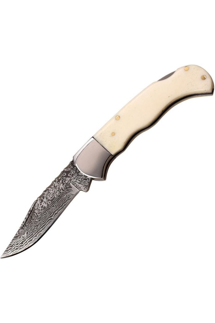 Elk Ridge Damascus White Bone Traditional Lock Knife