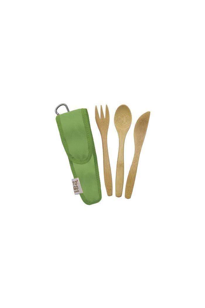 To-Go Ware - Childrens Bamboo Cutlery Set in Kiwi Green Carry Case